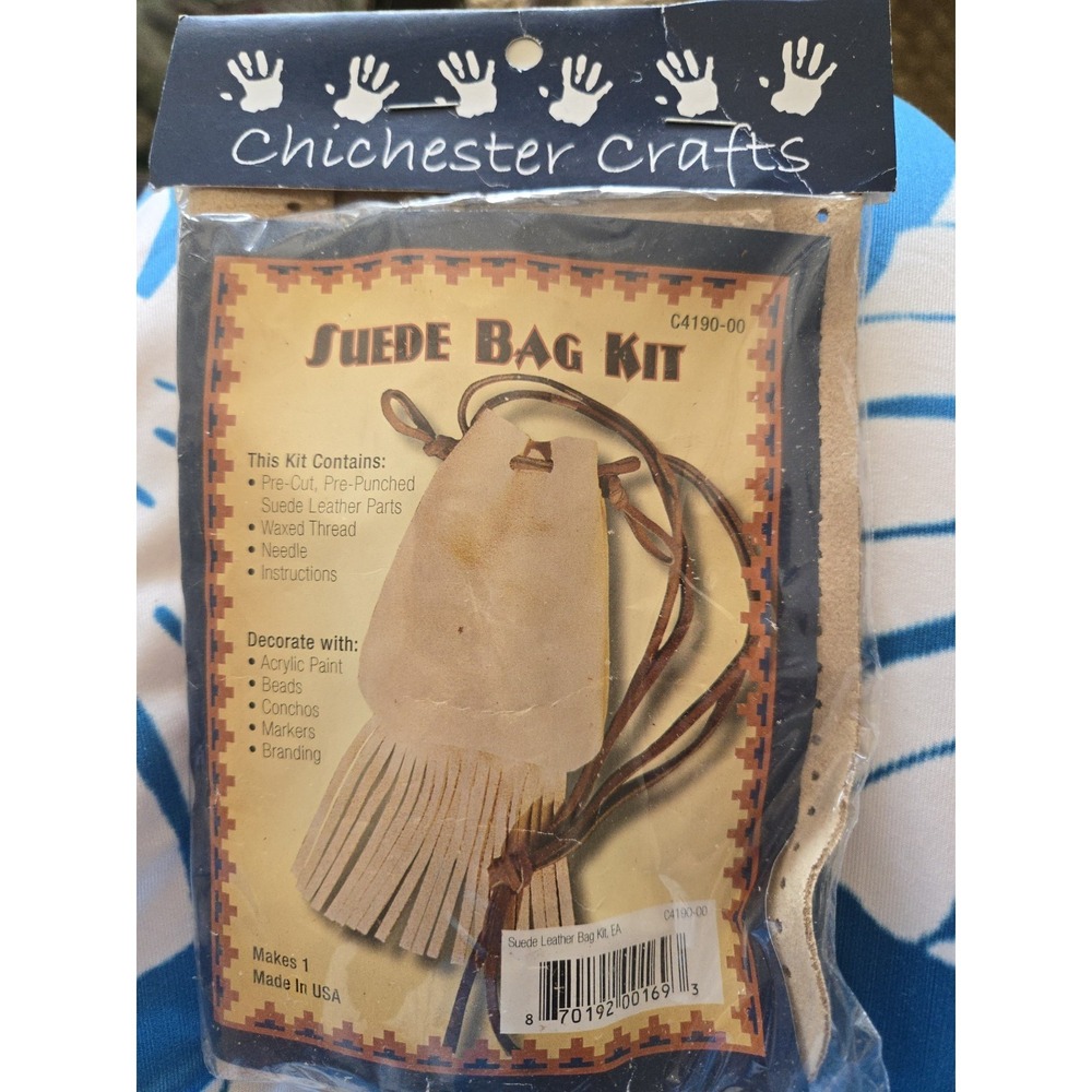 Craft Kit Suede Bag Leather NEW In Pkg NIP Tan Fringe